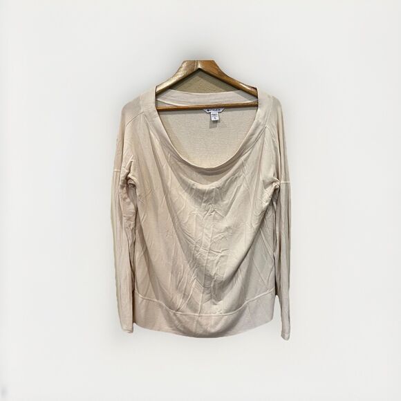 Athleta Tops - Athleta Long Sleeve Womens XL  Ribbed SLEEVE Modal Blend Swoop Neck Cream